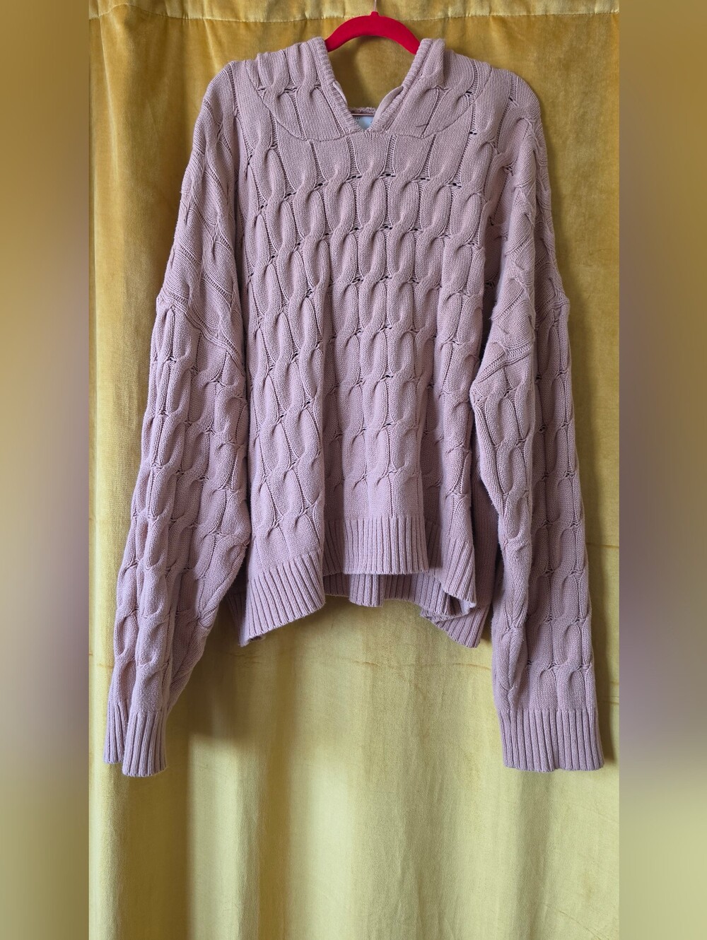 Anthropologie Tan Cable-Knit Hooded Sweater Set